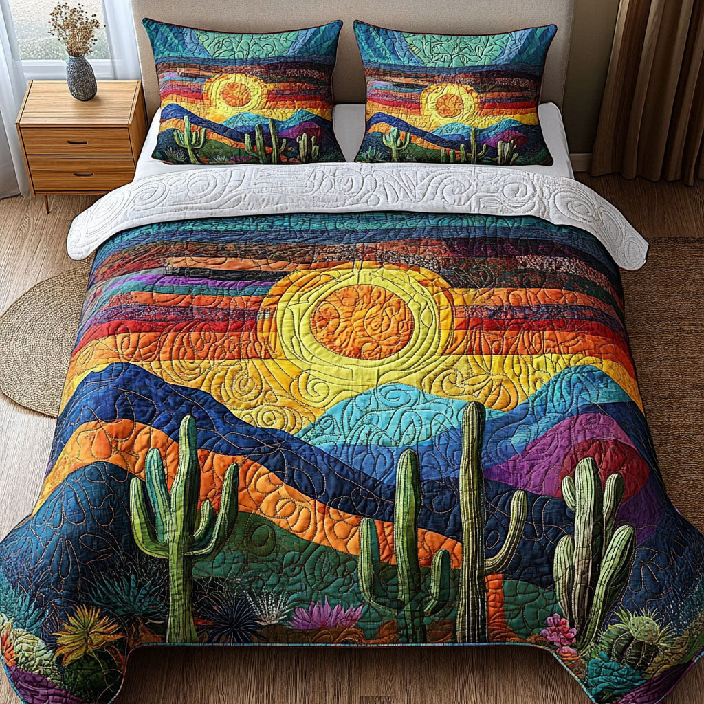 Cactus Sunset 3-Piece Quilted Bedding Set NCU0DV3687