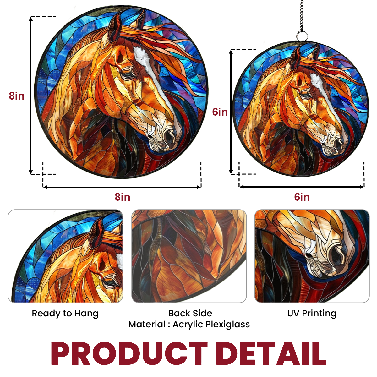 Chestnut Quarter Horse - Stained Glass Window Hanging Suncatcher NCU0VL001