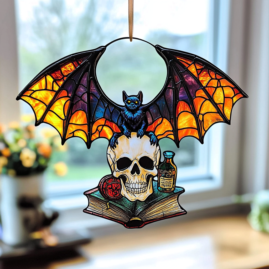 Haunted Bat Skull - Window Hanging Suncatcher NCU0PD141