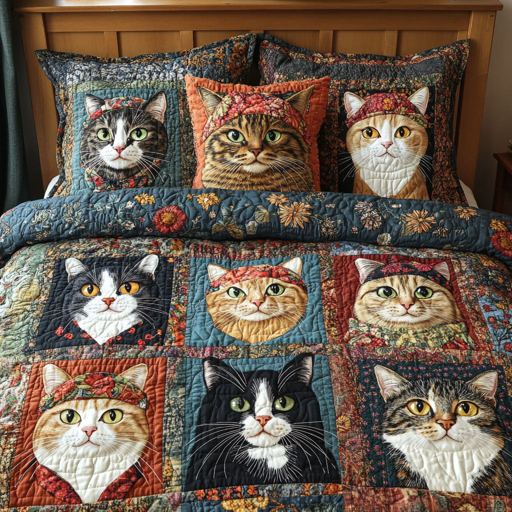 Paws Whimsy 3-Piece Quilted Bedding Set NCU0DV4208