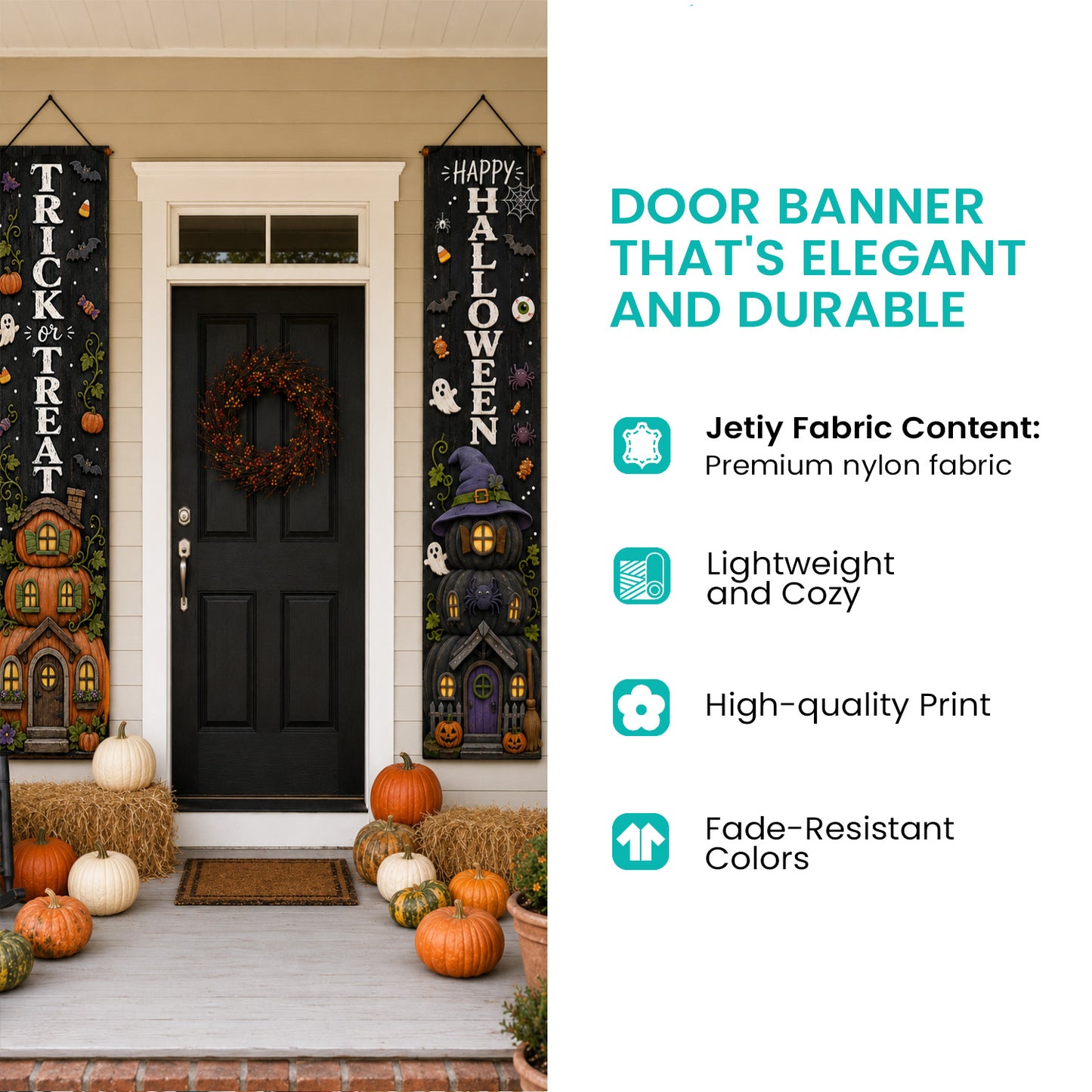 Curious Midnight Cat Welcome Door Banner SN0PT255