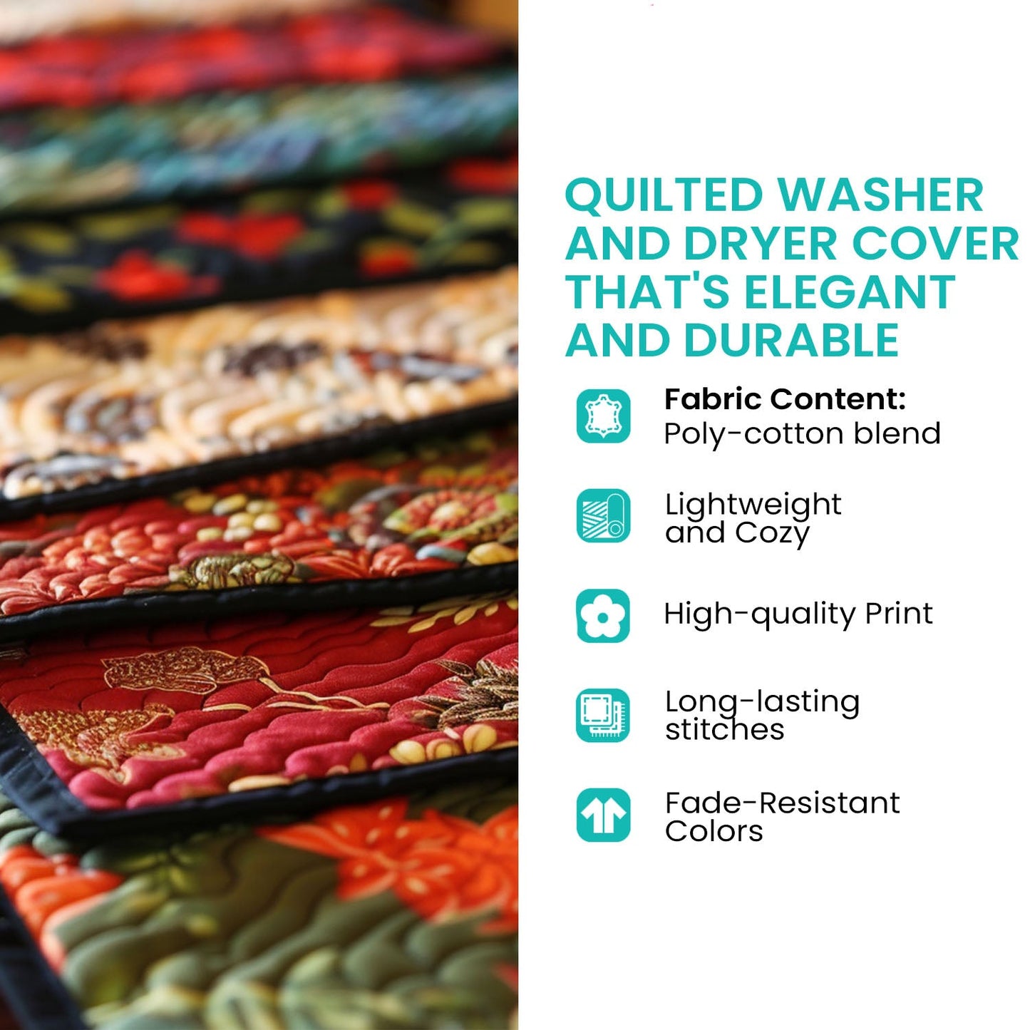Colorful Tulip Field Quilted Washer and Dryer Cover NCU0NNT1452