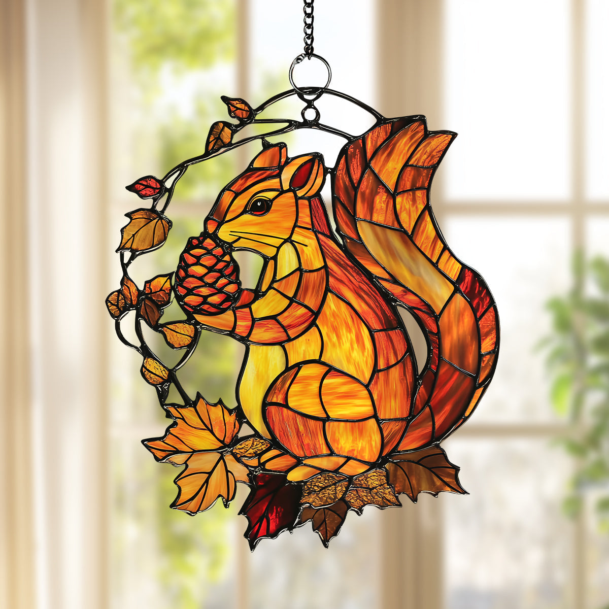 Maple Leaf Squirrel - Window Hanging Suncatcher NCU0PD109
