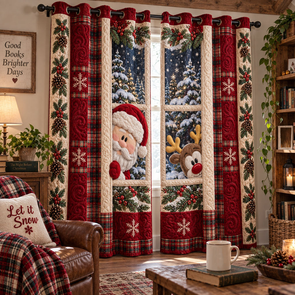 A Classic Santa Christmas Quilted Curtains SN0PT1083