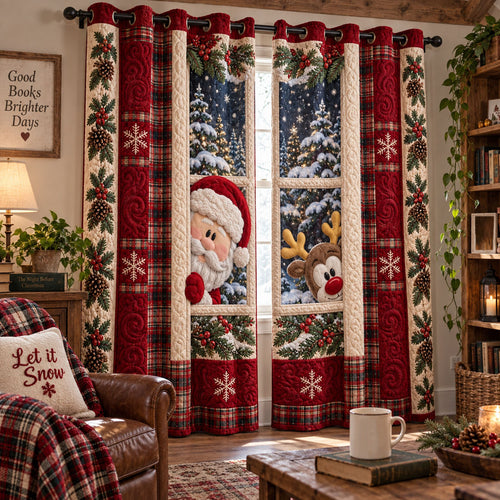 A Classic Santa Christmas Quilted Curtains SN0PT1083
