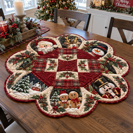 A Cozy Christmas Tradition Custom Shape Quilted Table Topper SN0PT1098