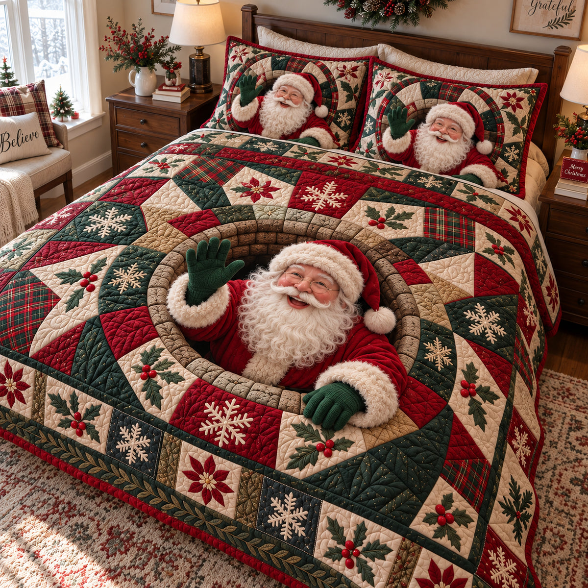 A Heritage Christmas 3-Piece Quilted Bedding Set SN0PT1147