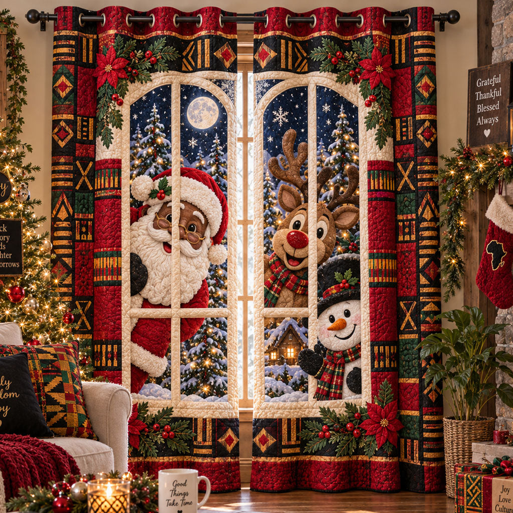 A Joyful Black Christmas Quilted Curtains SN0PT1245