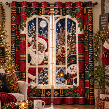 A Joyful Black Christmas Quilted Curtains SN0PT1245