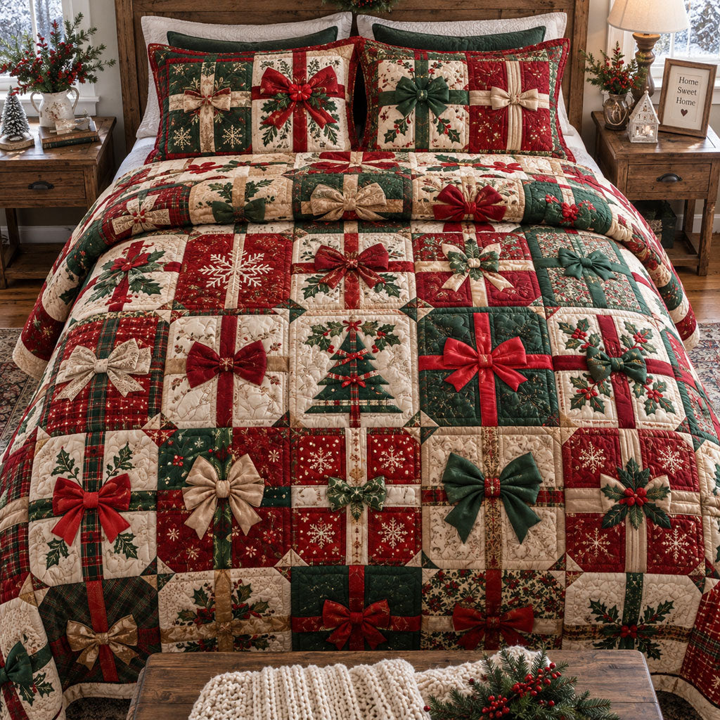 A Very Merry Patchwork 3-Piece Quilted Bedding Set SN0PT1148