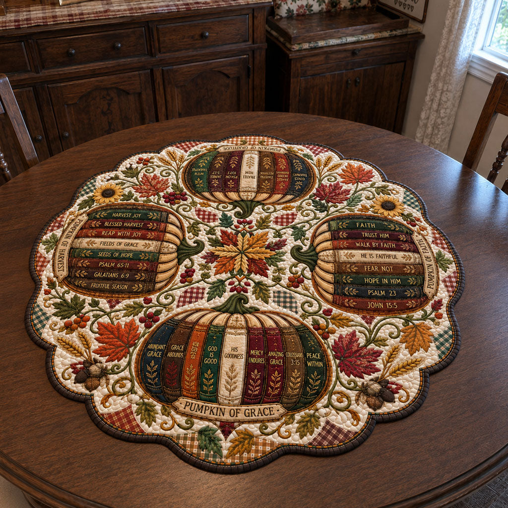 Abundant Harvest Custom Shape Quilted Table Topper SN0PT487