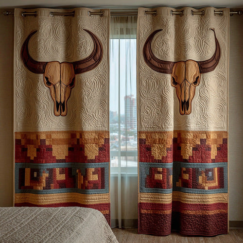 Adobe Stripe Bull Quilted Curtains NCU0DH868