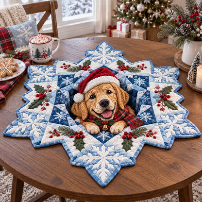 Adorable Golden Christmas Custom Shape Quilted Table Topper SN0HH0680