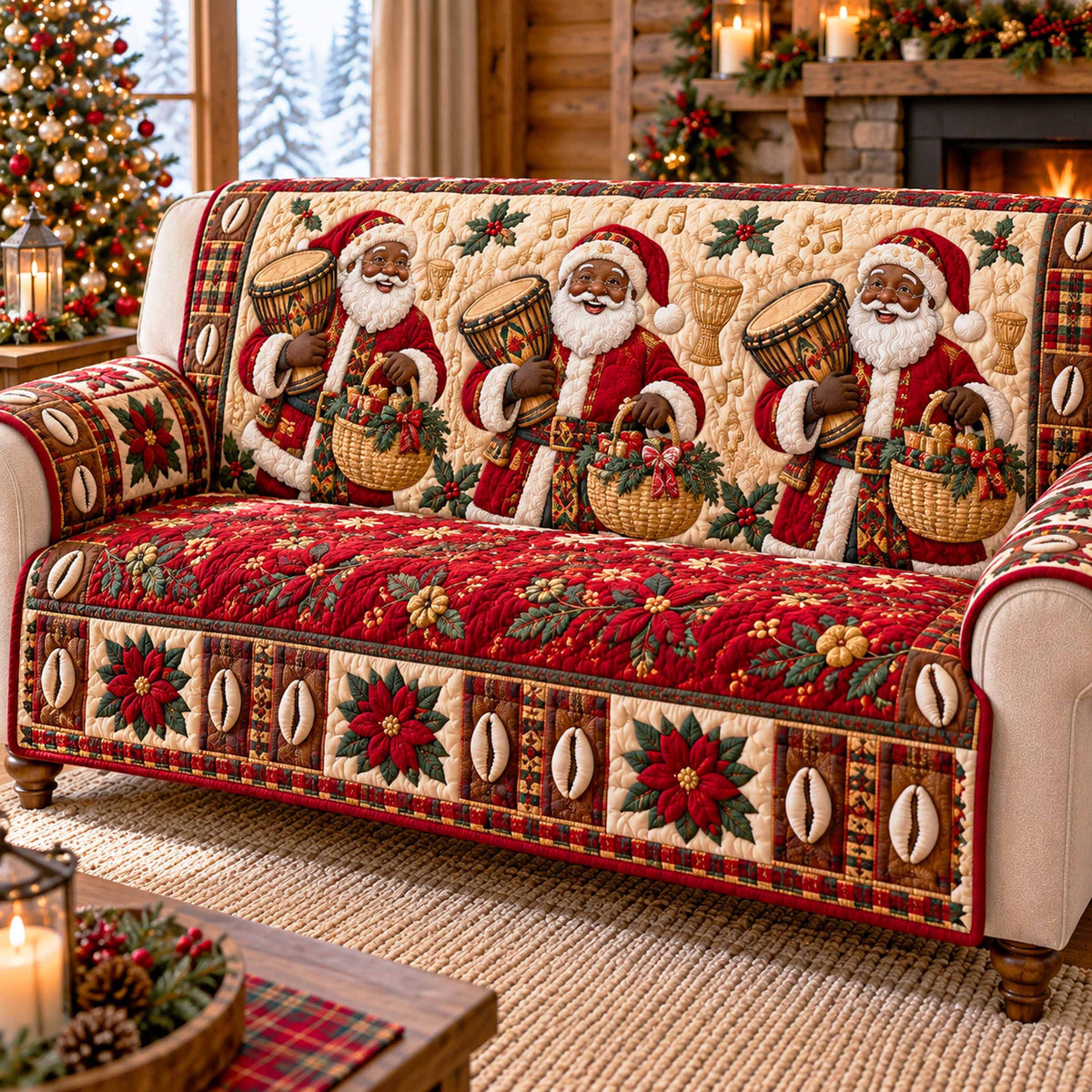 African Santa Joy Quilted Sofa Cover SN0TD839