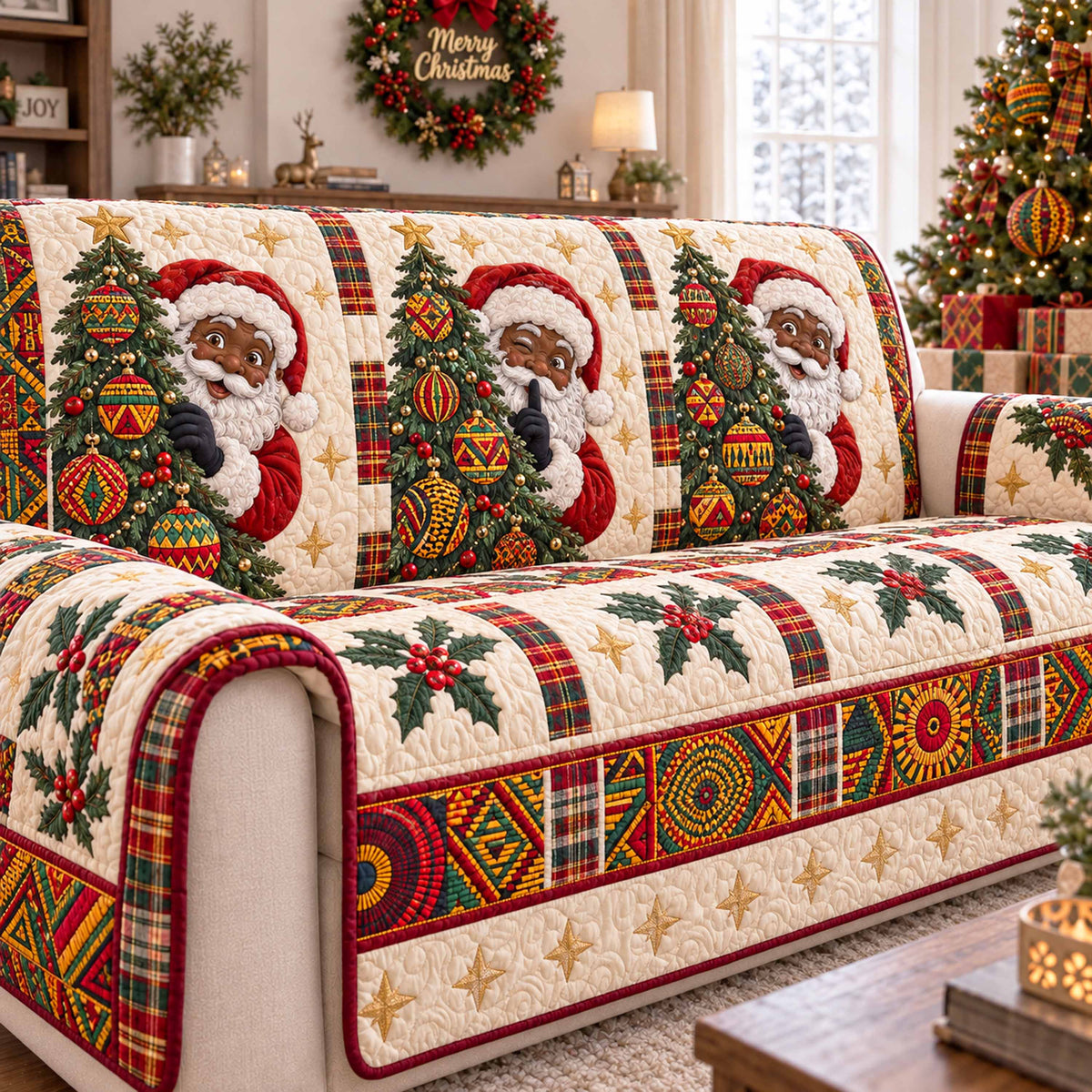 African Santa Quilted Sofa Cover SN0TD834