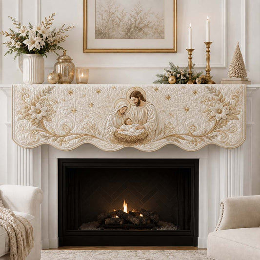 Alabaster Nativity Quilted Mantel Scarf SN0HH0237