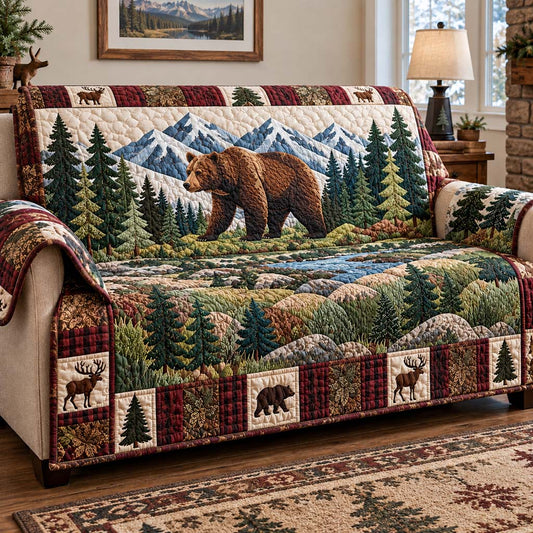 Alpine Bear Quilted Sofa Cover SN0HH0876