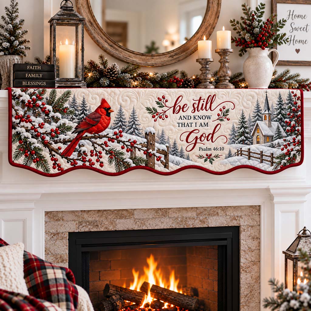 Alpine Cardinal Quilted Mantel Scarf SN0HH0602