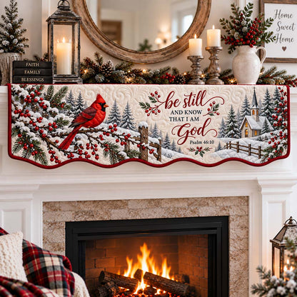 Alpine Cardinal Quilted Mantel Scarf SN0HH0602