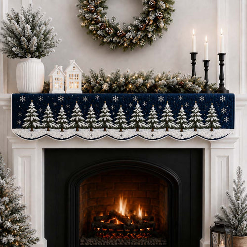 Alpine Christmas Tree Quilted Mantel Scarf SN0HH0247