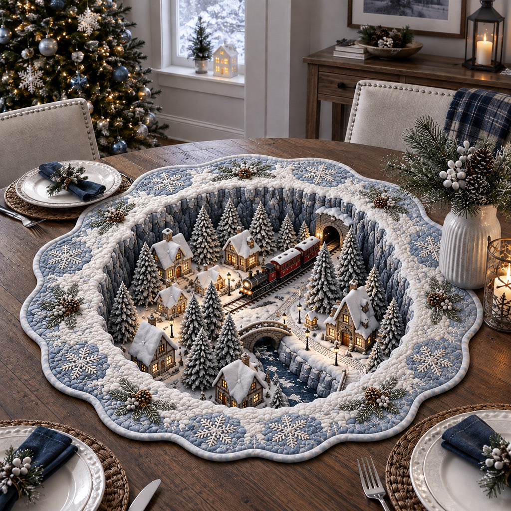 Alpine Express Village Custom Shape Quilted Table Topper SN0HH0106