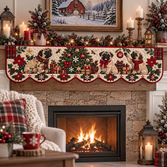 Alpine Pug Quilted Mantel Scarf SN0HH0668