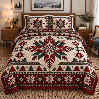 Alpine Snowflake 3-Piece Quilted Bedding Set SN0HH0608