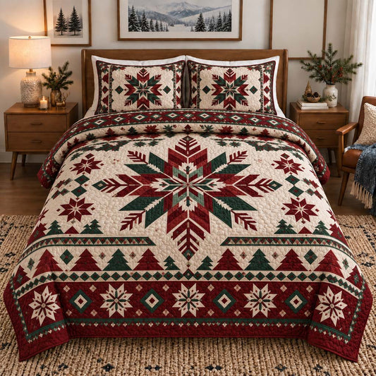 Alpine Snowflake 3-Piece Quilted Bedding Set SN0HH0608
