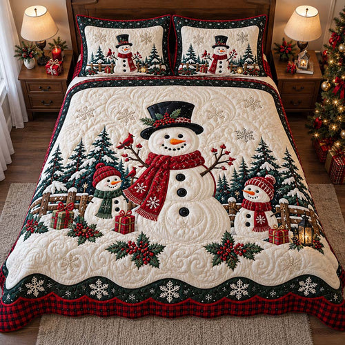 Alpine Snowman 3-Piece Quilted Bedding Set SN0HH0618