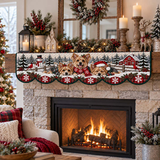 Alpine Yorkie Quilted Mantel Scarf SN0HH0656