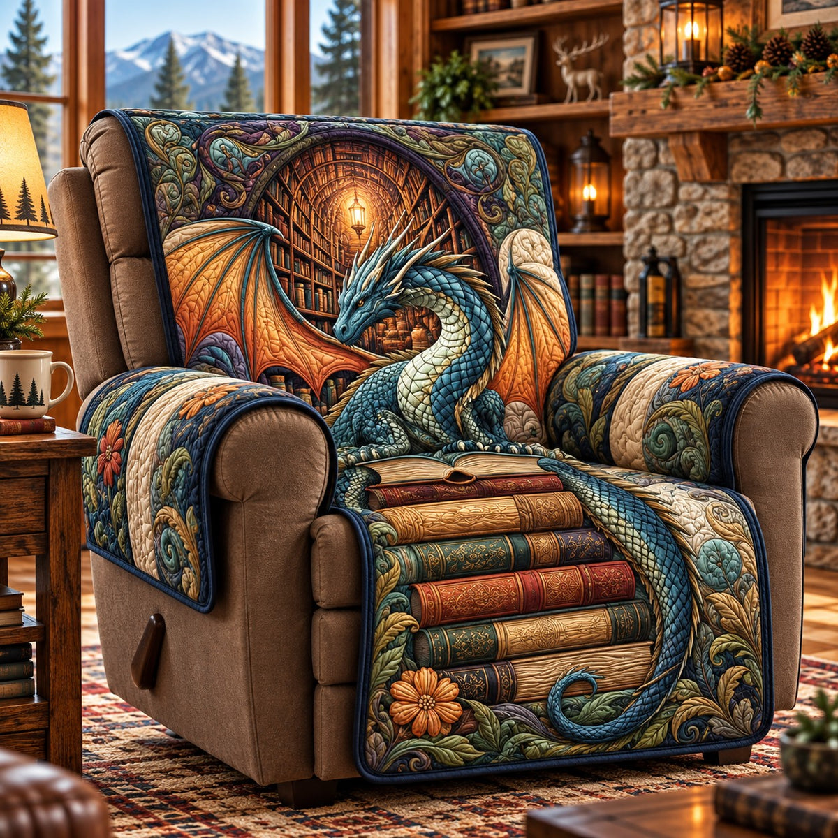Amber Archway Dragon Quilted Sofa Cover SN0PT1436