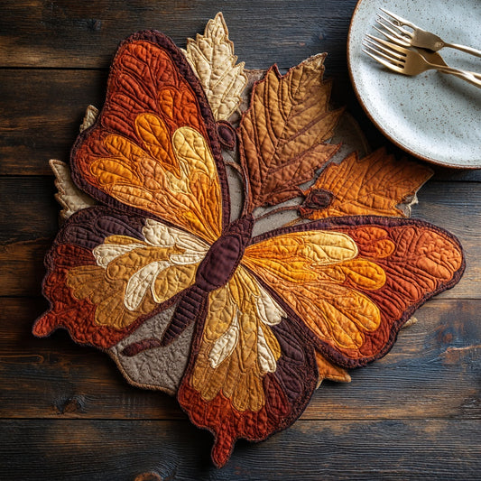 Amber Monarch Wings Custom Shape Quilted Placemat NCU0LV015