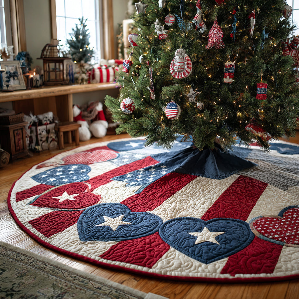 American Spirit Christmas Quilted Tree Skirt NCU0DV1391