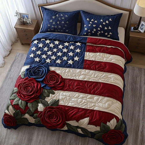Americana Bloom 3-Piece Quilted Bedding Set NCU0DK8463