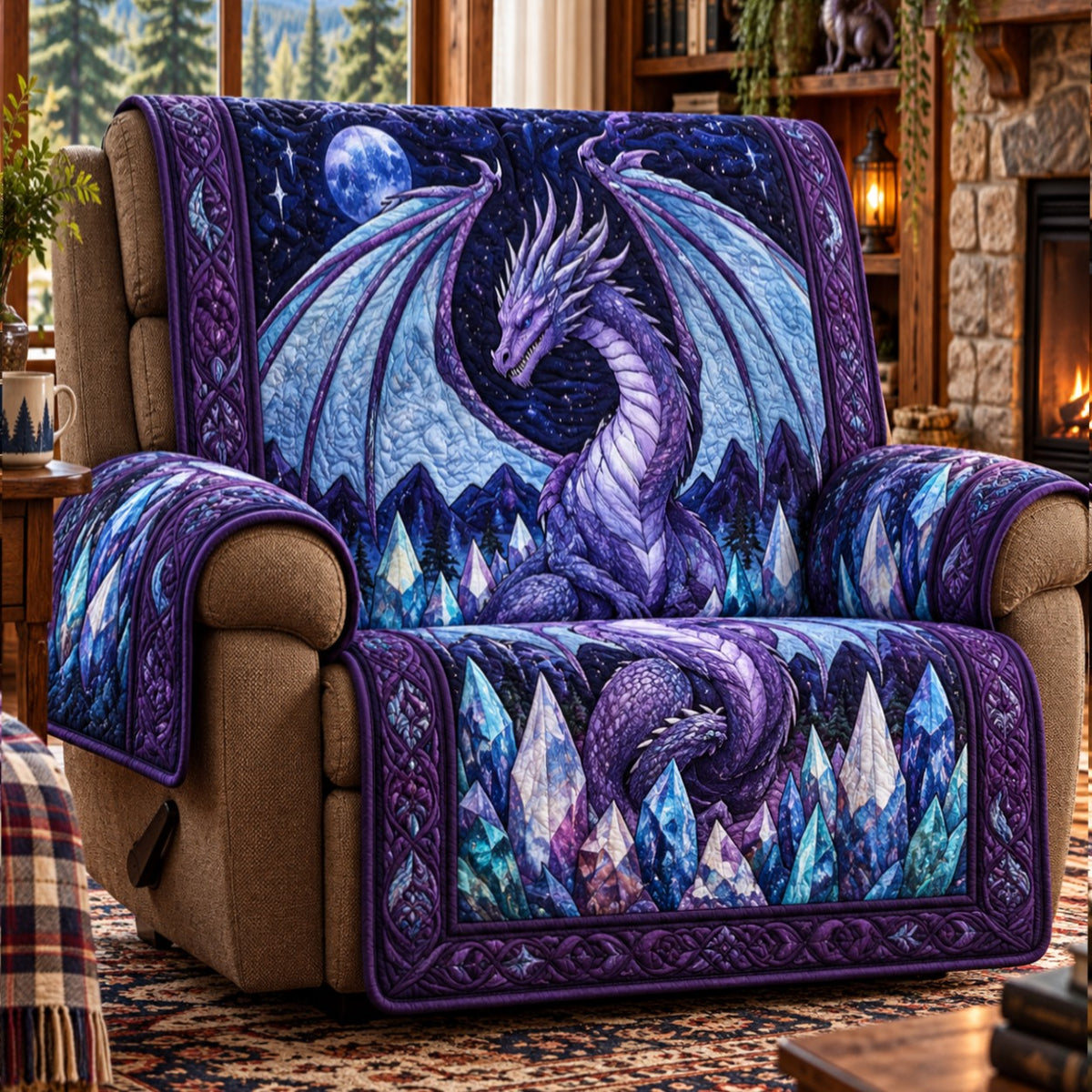 Amethyst Crystal Dragon Quilted Sofa Cover SN0PT1458