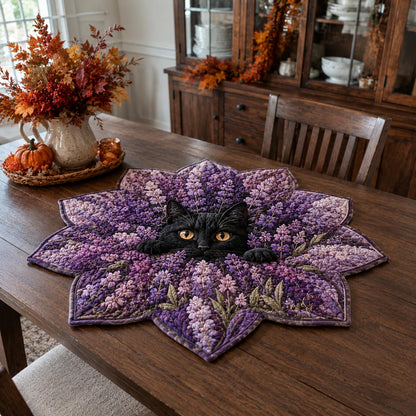 Amethyst Dahlia Cat Custom Shape Quilted Table Topper SN0DV223