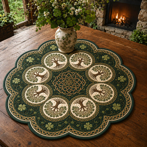 Ancient Emerald Custom Shape Quilted Table Topper SN0TV182