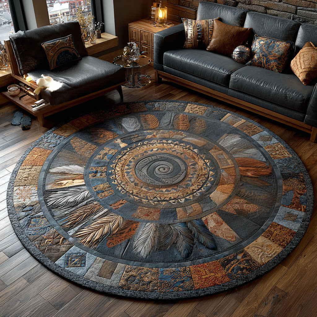 Ancient Feathers Quilted Round Mat NCU0PT7435