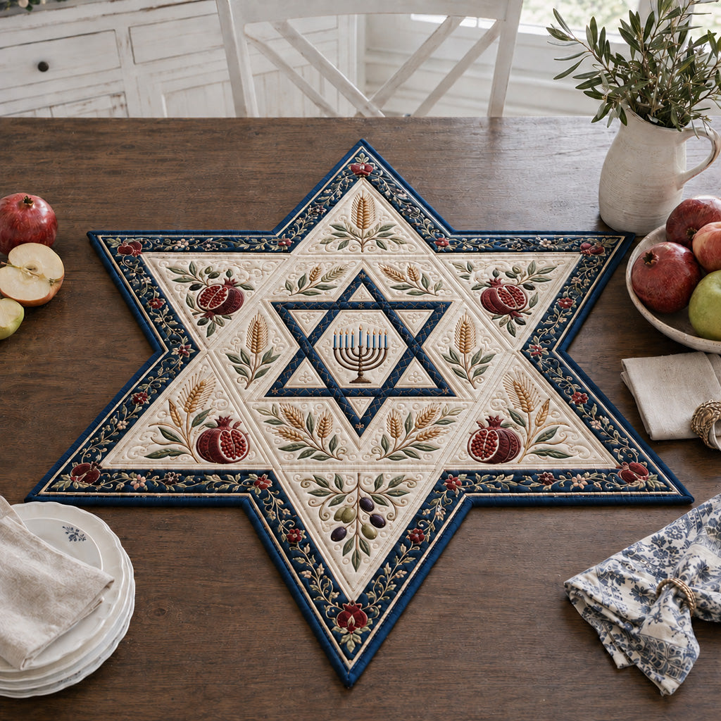 Ancient Heritage Star Custom Shape Quilted Table Topper SN0HH0068