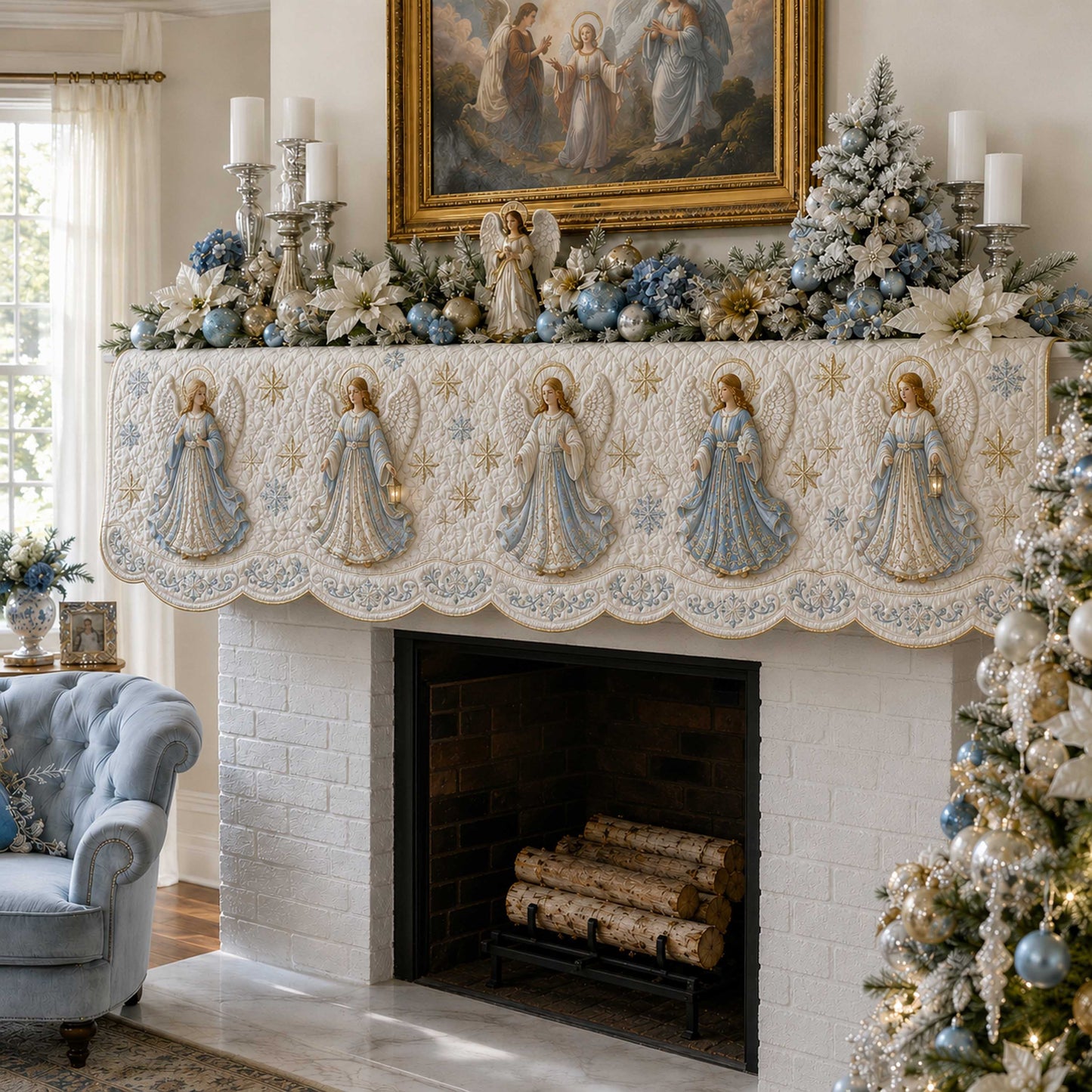 Angel Blessing Quilted Mantel Scarf SN0TD351