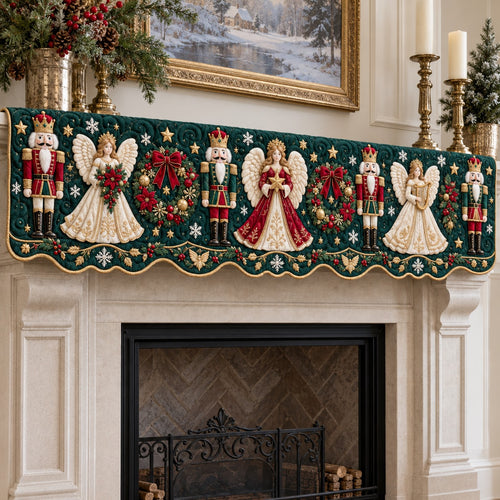 Angel Wreath Nutcrackers Quilted Mantel Scarf SN0TV986