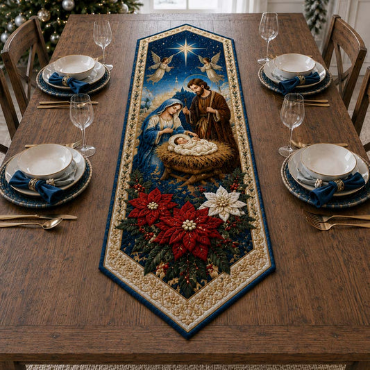 Angelic Nativity Star Custom Shape Quilted Table Runner SN0HH0262