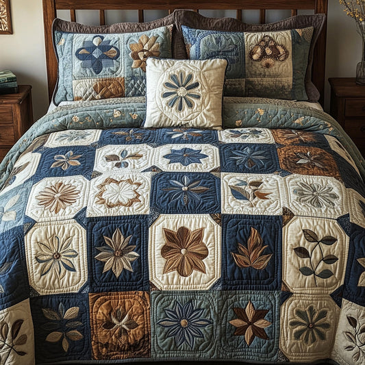Floral Patchwork 3-Piece Quilted Bedding Set NCU0VT001