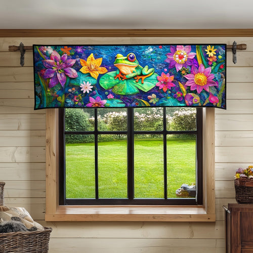 Aqua Frogs Fantasy Quilted Valance NCU0PT5157