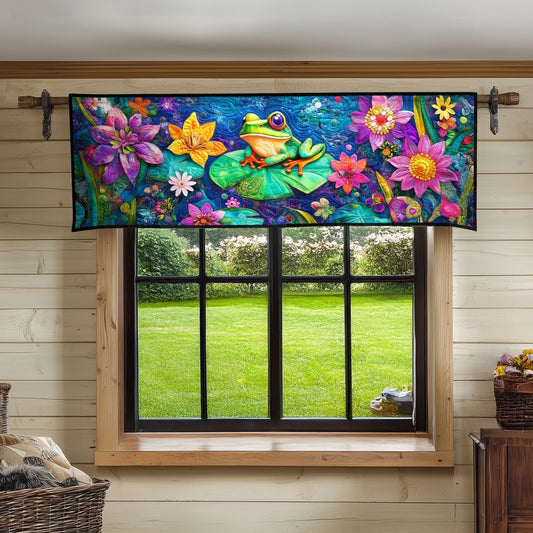 Aqua Frogs Fantasy Quilted Valance NCU0PT5157