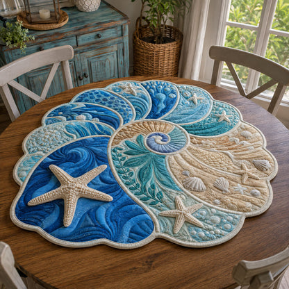 Aquamarine Garden Custom Shape Quilted Table Topper SN0PT882