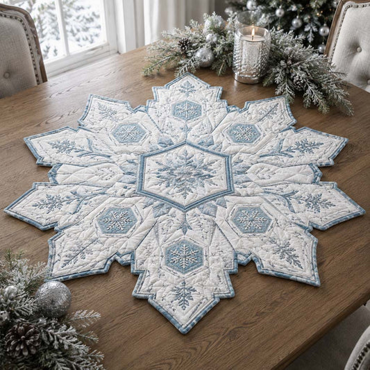 Arctic Hexagon Snowflake Custom Shape Quilted Table Topper SN0HH0290