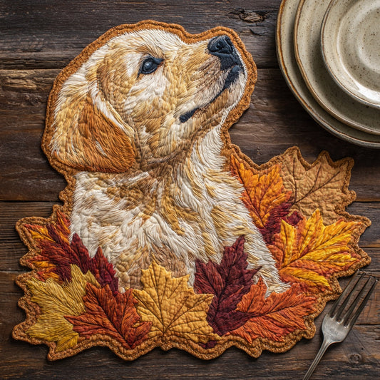 Attentive Golden Custom Shape Quilted Placemat NCU0LV110