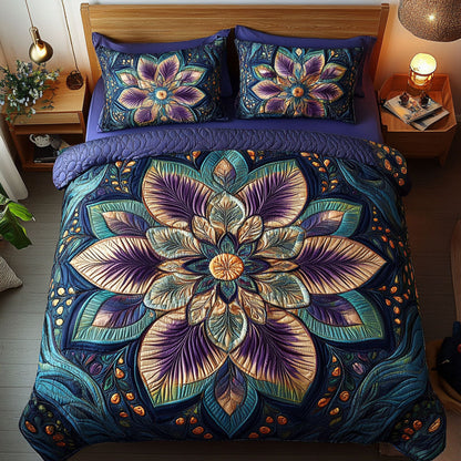 Aurora Petal Elegance 3-Piece Quilted Bedding Set NCU0DK2634