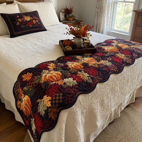 Autumn Abundance Custom Shape Quilted Bed Runner SN0PT507